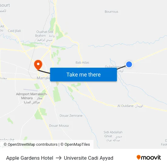 Apple Gardens Hotel to Universite Cadi Ayyad map