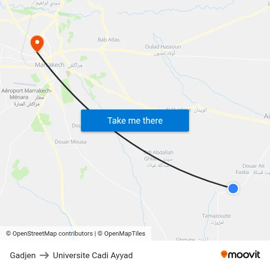 Gadjen to Universite Cadi Ayyad map