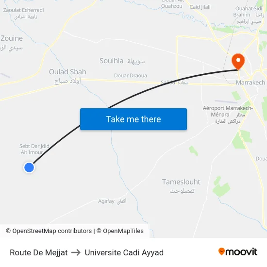 Route De Mejjat to Universite Cadi Ayyad map