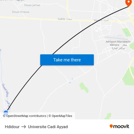 Hdidour to Universite Cadi Ayyad map