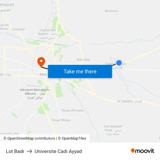 Lot Badr to Universite Cadi Ayyad map