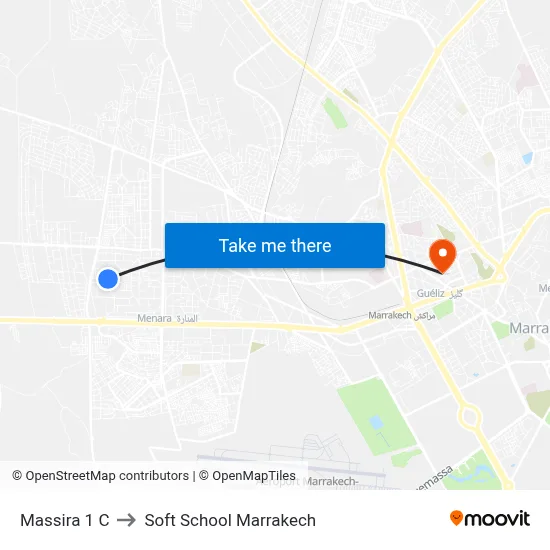 Massira 1 C to Soft School Marrakech map