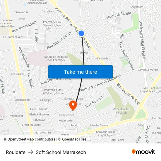Rouidate to Soft School Marrakech map