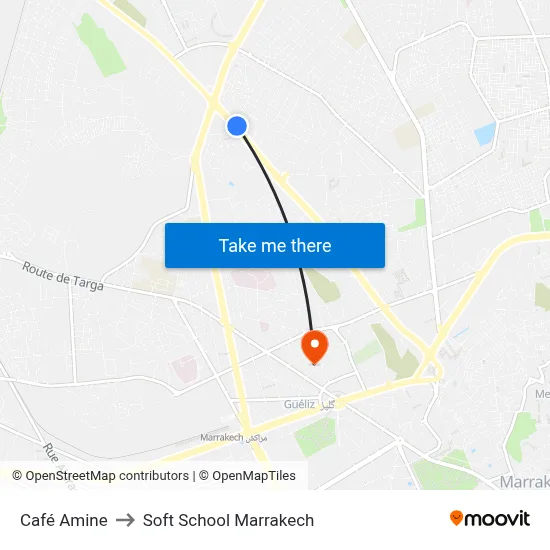 Café Amine to Soft School Marrakech map