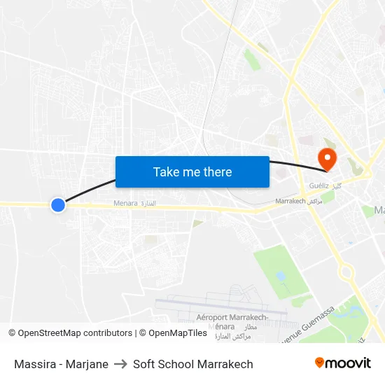Massira - Marjane to Soft School Marrakech map