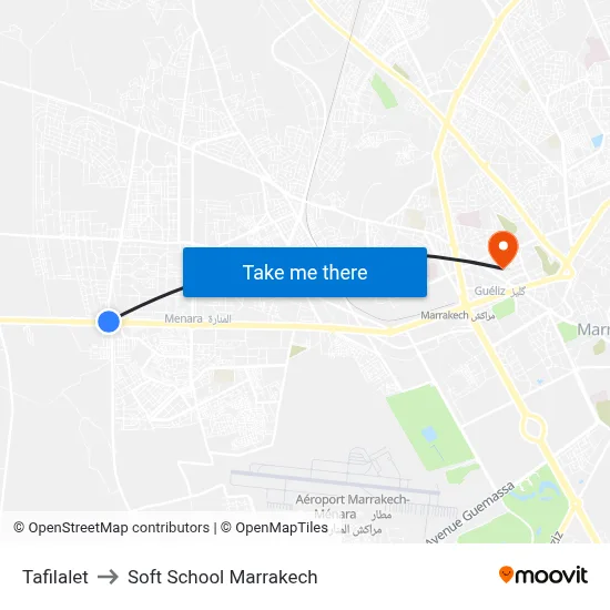Tafilalet to Soft School Marrakech map