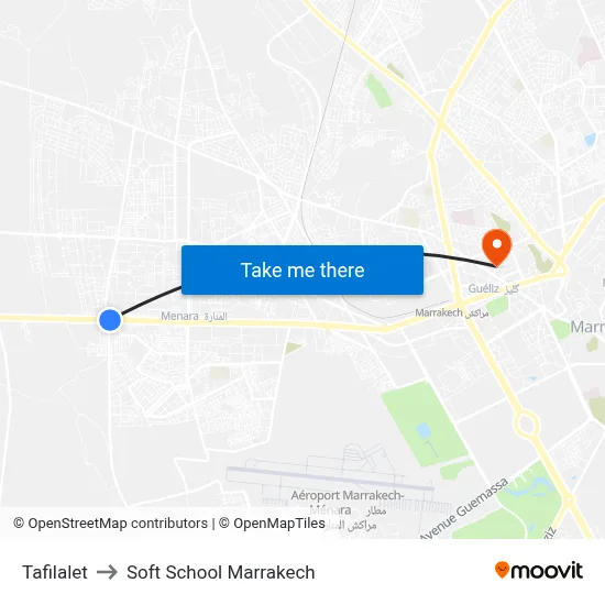 Tafilalet to Soft School Marrakech map