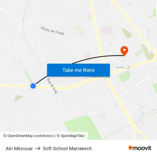 Aïn Mezouar to Soft School Marrakech map