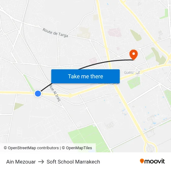 Ain Mezouar to Soft School Marrakech map