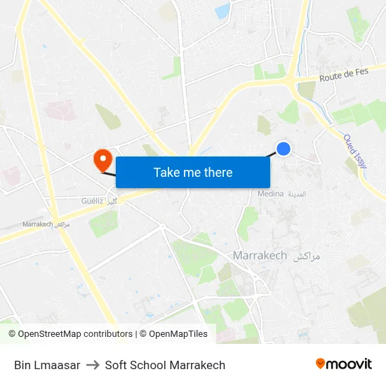 Bin Lmaasar to Soft School Marrakech map