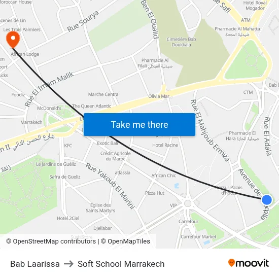 Bab Laarissa to Soft School Marrakech map