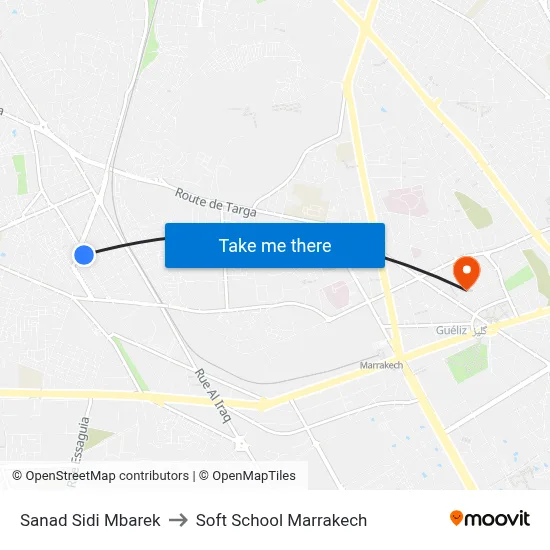 Sanad Sidi Mbarek to Soft School Marrakech map