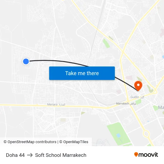Doha 44 to Soft School Marrakech map