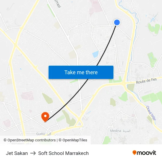 Jet Sakan to Soft School Marrakech map