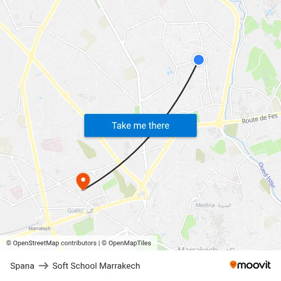 Spana to Soft School Marrakech map