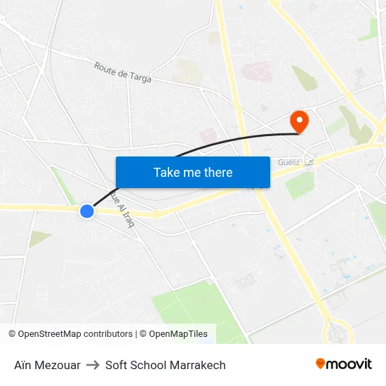 Aïn Mezouar to Soft School Marrakech map
