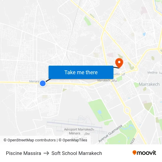 Massira Pool to Soft School Marrakech map