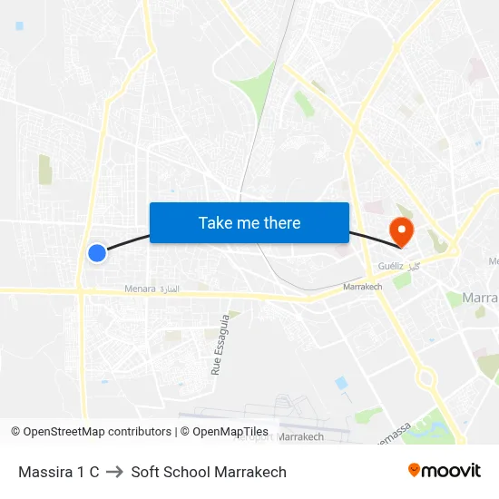 Massira 1 C to Soft School Marrakech map
