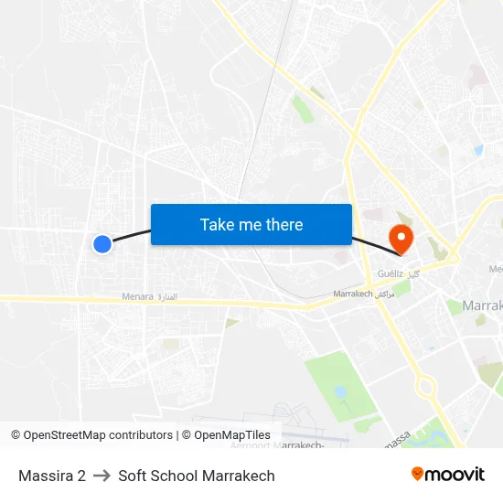 Massira 2 to Soft School Marrakech map