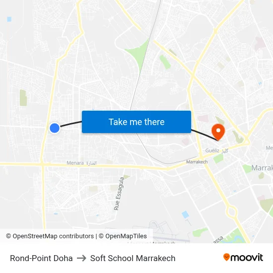 Rond-Point Doha to Soft School Marrakech map