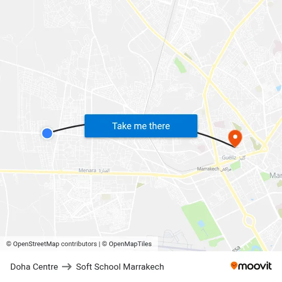 Doha Centre to Soft School Marrakech map
