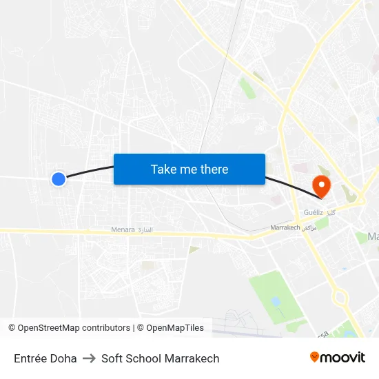 Entrée Doha to Soft School Marrakech map