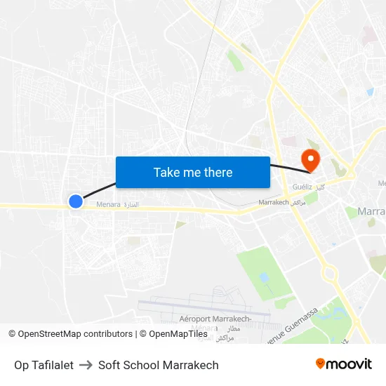 Op Tafilalet to Soft School Marrakech map