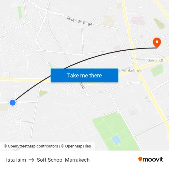 Ista Isim to Soft School Marrakech map