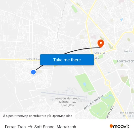 Ferran Trab to Soft School Marrakech map