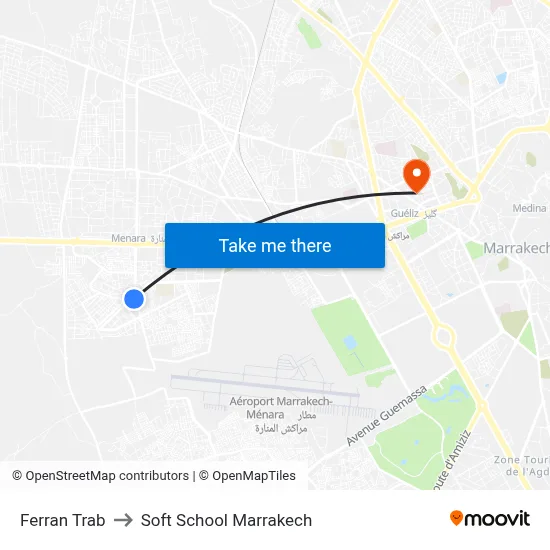 Ferran Trab to Soft School Marrakech map