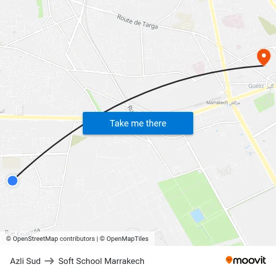 Azli Sud to Soft School Marrakech map