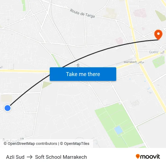 Azli Sud to Soft School Marrakech map