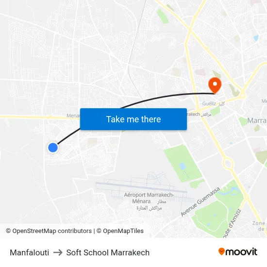 Manfalouti to Soft School Marrakech map