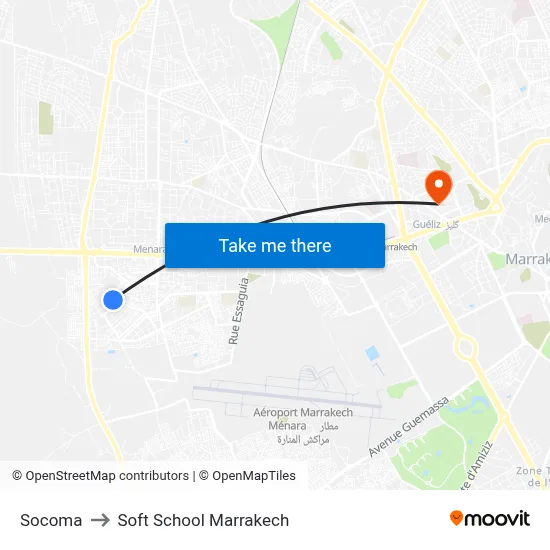 Socoma to Soft School Marrakech map