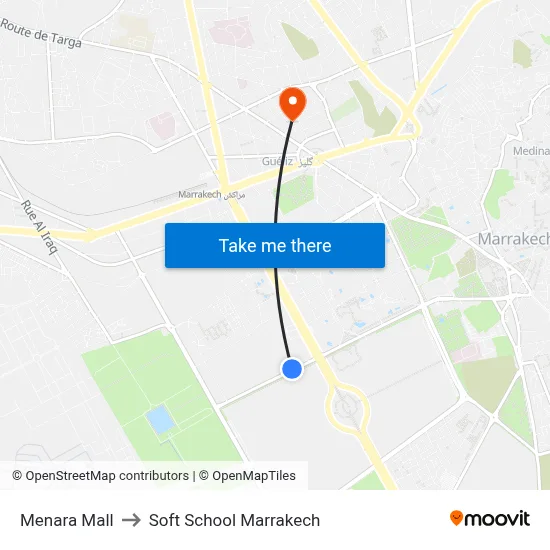 Menara Mall to Soft School Marrakech map
