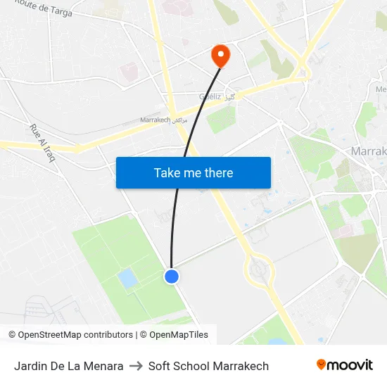 Jardin De La Menara to Soft School Marrakech map