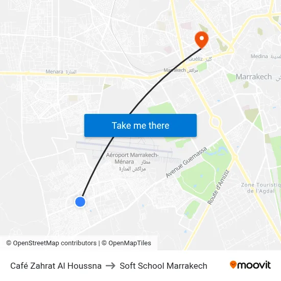 Café Zahrat Al Houssna to Soft School Marrakech map