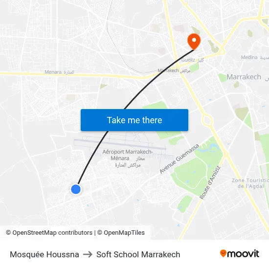 Houssna Mosque to Soft School Marrakech map