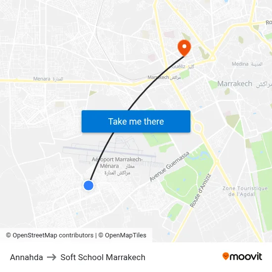 Annahda to Soft School Marrakech map