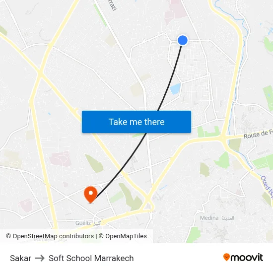 Sakar to Soft School Marrakech map