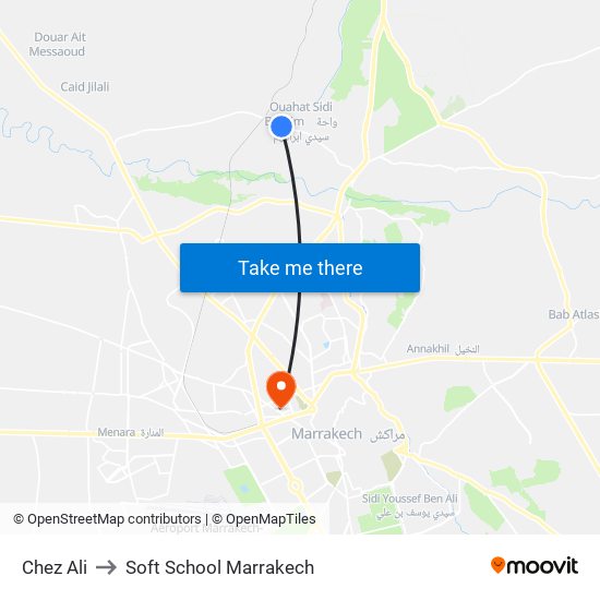 Chez Ali to Soft School Marrakech map