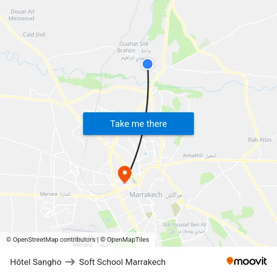 Hôtel Sangho to Soft School Marrakech map