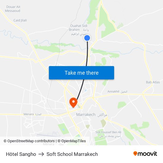 Hôtel Sangho to Soft School Marrakech map
