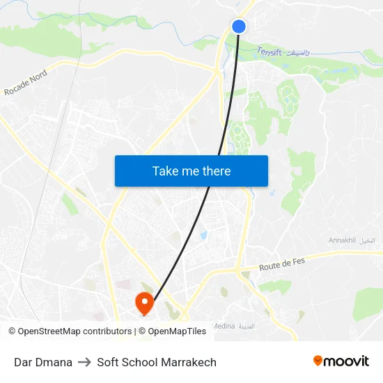 Dar Dmana to Soft School Marrakech map