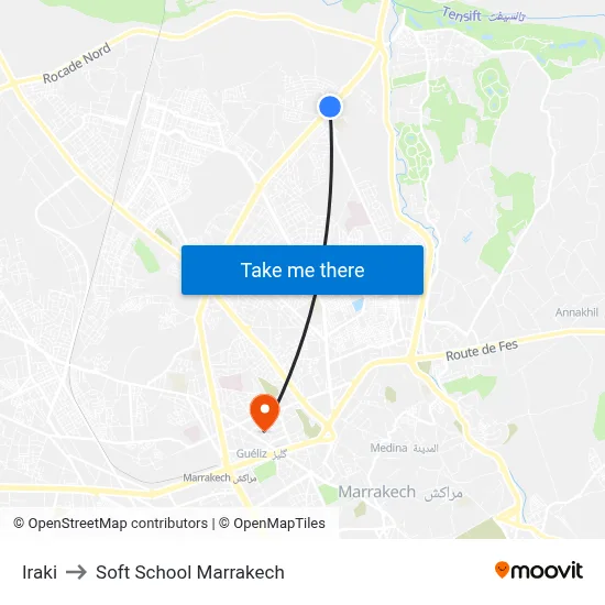 Iraki to Soft School Marrakech map