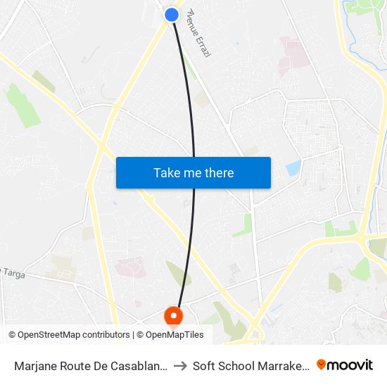 Marjane Route De Casablanca to Soft School Marrakech map