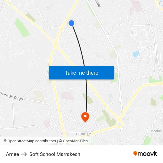 Amee to Soft School Marrakech map