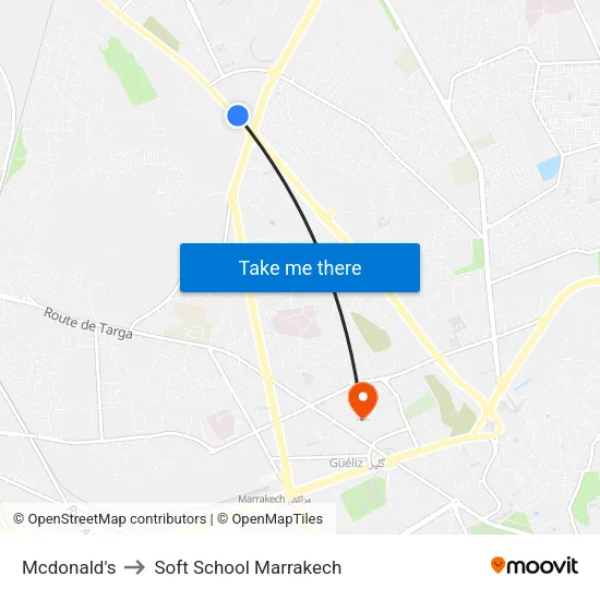 Mcdonald's to Soft School Marrakech map
