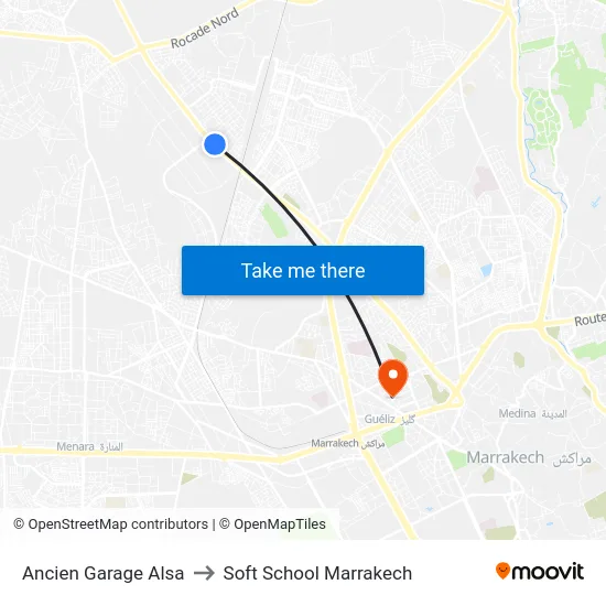 Ancien Garage Alsa to Soft School Marrakech map
