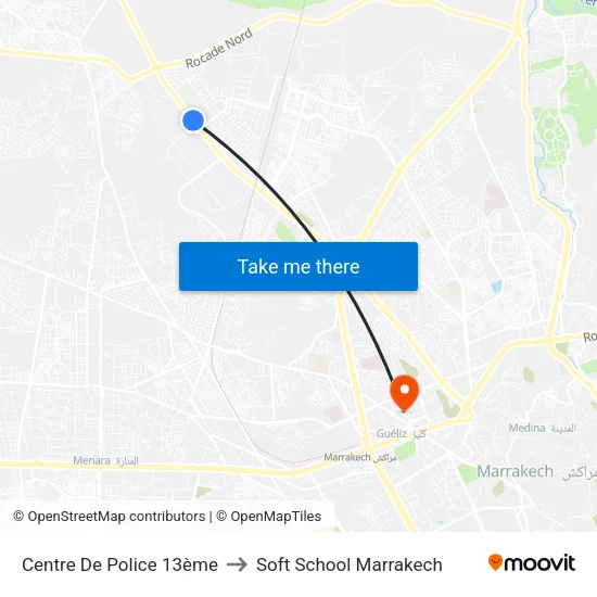 Centre De Police 13ème to Soft School Marrakech map